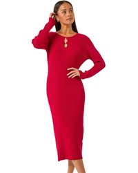 Roman - Petite Faux Pearl Knitted Midi Dress - Lyst
