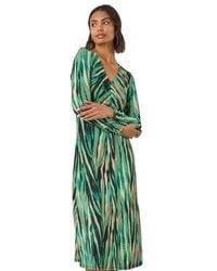 Roman - Abstract Print Ruched Midi Stretch Dress - Lyst