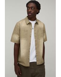 BoohooMAN - Regular Fit Sun Bleached Cargo Pocket Shirt - Lyst