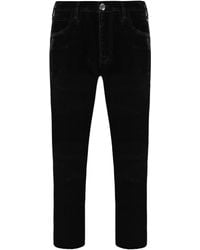 Emporio Armani - Slim Fit Velvet Trousers Cotton - Lyst