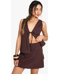Boohoo - Linen A Line Mini Skirt - Lyst