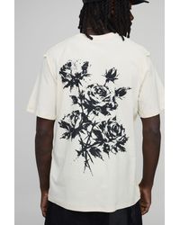 BoohooMAN - Regular Floral Print Exposed Seam T-Shirt Cotton - Lyst