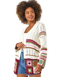 Roman - Edge Crochet Detail Knit Cardigan - Lyst