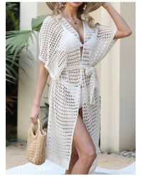 Everyday the Label - Dames Open Front Tied Openwork Cover-up - Lyst