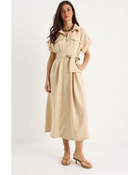 Bianco Lucci - Maxi Shirt Collar Dress With Pockets - Lyst