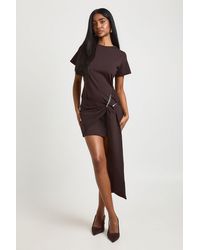 Boohoo - Trim Belted Cap Sleeve Dress - Lyst