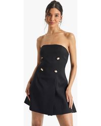 Boohoo - Tailored Button Detail Structured Mini Dress - Lyst