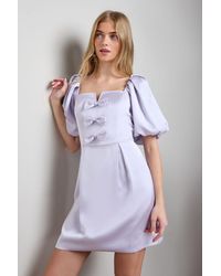Oasis - Satin Bow Front Square Neck Mini Dress - Lyst