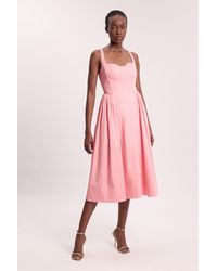 Karen Millen - Scattered Floral Cotton Poplin Boned Detail Woven Maxi Prom Dress - Lyst