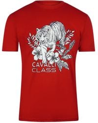 Roberto Cavalli - Tiger Floral Logo T-Shirt Cotton - Lyst