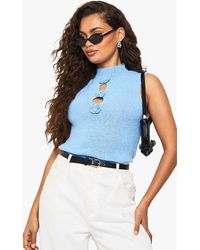 Boohoo - Flower Detail Knitted Top - Lyst