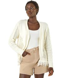 Roman - Lightweight Fringe Hem Knit Cardigan - Lyst