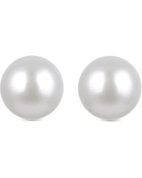 Luxenter - Ohrringe, 925 Sterling Silber Und Weiße Perle Mit 18 Karat Gelbgold - Lyst