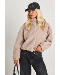 Boohoo - Teddy Zip Bomber Jacket - Lyst