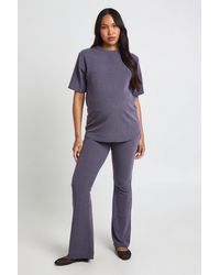 Boohoo - Maternity Two Toned Rib Oversized Top & Flared Trouser Co Ord - Lyst