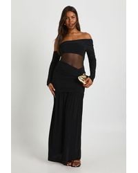 Boohoo - Asymmetric Mesh Cut Out Maxi Dress - Lyst