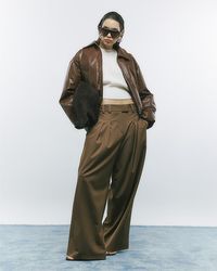 River Island - Bomber Jacket Faux Leather Woven - Lyst