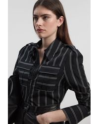 Karen Millen - Bold Stripe Cotton Woven Utility Shirt - Lyst