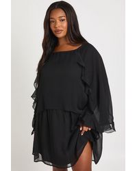 Boohoo - Plus Chiffon Ruffle Smock Dress - Lyst