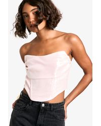 Boohoo - Tall Sequin Cowl Corset Top - Lyst