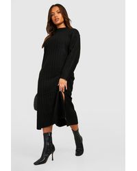 Boohoo - Plus Chunky Rib Soft Knitted Midaxi Dress - Lyst