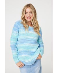 Izabel London - Striped Round Neck Relaxed Knit Jumper - Lyst