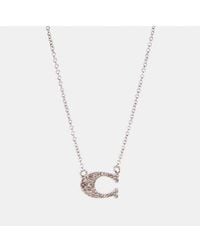 COACH - Pave Signature C Necklace - Lyst