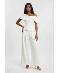 Karen Millen - Petite Compact Viscose Stretch Tailored Wide Leg Trouser - Lyst