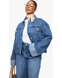Boohoo - Plus Deep Turn Up Cuff Jean Jacket - Lyst