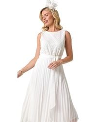 Roman - Petite Lace Pleat Midi Dress - Lyst