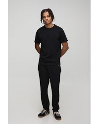 BoohooMAN - Slim Premium Interlock Pintuck T-Shirt And Jogger Set - Lyst