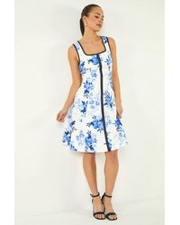 Roman - Petite Floral Drop Waist Midi Dress - Lyst