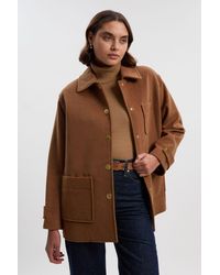 Karen Millen - Brushed Wool Patch Pocket Tailored Medium Coat - Lyst
