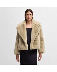 BOSS - Curmeta Teddy Fabric Cropped Coat - Lyst
