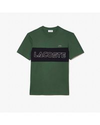 Lacoste - Regular Fit Colourblock Print T-shirt In Groen - Lyst