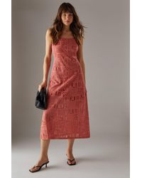 Warehouse - Crochet Lace Scoop Neck Midi Dress - Lyst