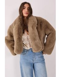 Nasty Gal - Cropped Collar Faux Fur Jacket - Lyst
