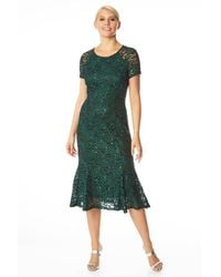 Roman - Metallic Lace Sequin Midi Dress - Lyst
