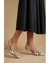 Oasis - Chantel Satin Slingback Polka Dot Bow Detail Court Heels - Lyst