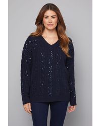Wallis - Sequin Cable Knit Jumper - Lyst