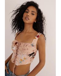 Nasty Gal - Floral Devore Lace Up Corset - Lyst