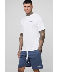 BoohooMAN - Tall Regular Ofcl Embroidered T-Shirt & Relaxed Jersey Short Set - Lyst