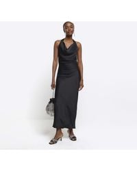 River Island - Slip Maxi Dress Satin Halter Neck - Lyst