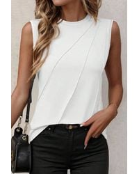 Azura Exchange - Sleeveless Stitch Detail Tank Top - Lyst