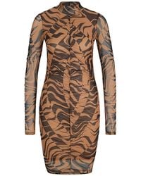 HUGO - Nikau High Neck Long Sleeve Knee Length Dress - Lyst