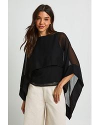 Boohoo - Chiffon Scarf Cape Blouse - Lyst