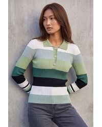 Roman - Stripe Collar Buttoned Knit - Lyst