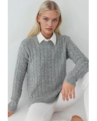 Hiccup - Thick Hair Braid Knit Sweater With Crew Neck - Lyst