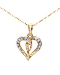 DIAMANT L'ÉTERNEL - 9kt Geelgouden Pave Set Diamanten Harthanger En 18 Inch Ketting - Lyst
