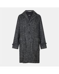 BOSS - Herringbone Tweed Coat With Flap Pocket And Button Placket - Lyst